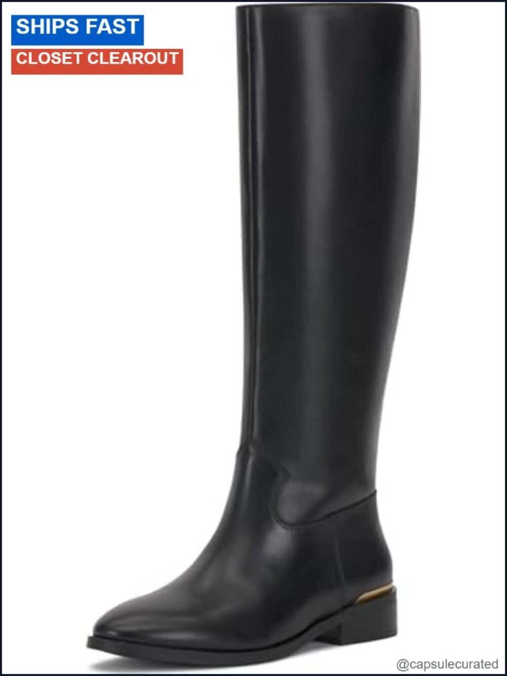 Vince Camuto Bercla Knee-High Riding Boot Leather Almond Toe Flat